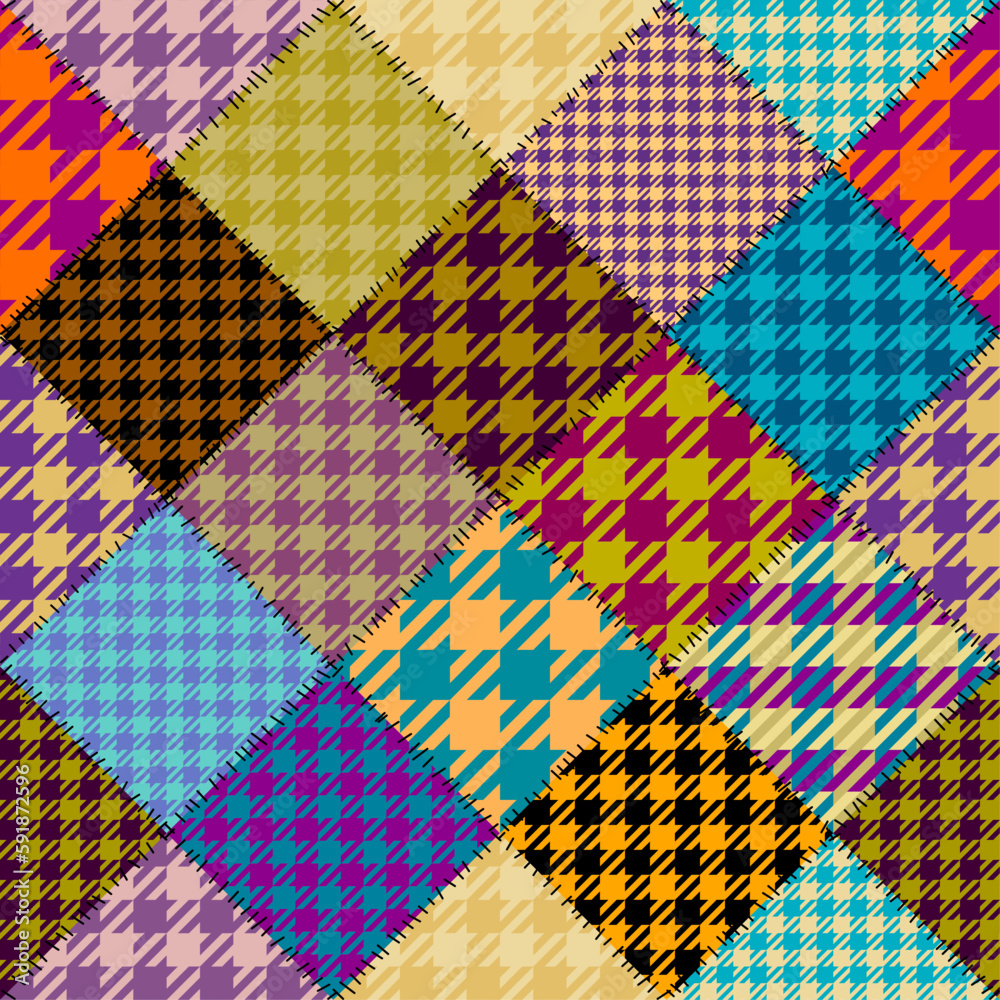 Aufkleber Geometric abstract pattern. Textile patchwork plaid style. Seamless vector pattern.