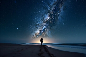 Fototapeta premium Starry Night by the Sea, Generated AI