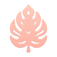 Herbal ornate fern jungle paradise palm tree foliage pink elegant decor 3d icon realistic vector
