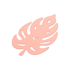 Fern pink leaf herbal ornamental jungle plant decorative element isometric design 3d icon vector