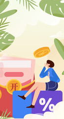 Festive Shopping E-Commerce Online Shopping People Flat Vector Concept Operation Hand Drawn Illustration

