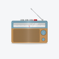 blue brown vintage retro radio illustration realistic retro tech 90s 80s memories nostalgia fm am music`
