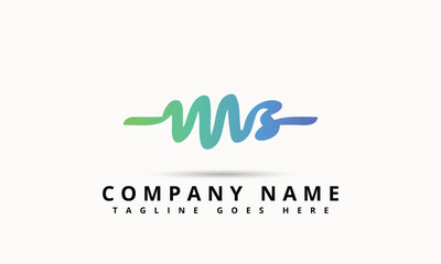 Fototapeta premium Initial Letter MS Logo - Handwritten Signature Style Logo