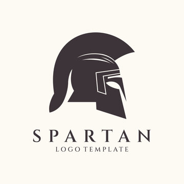 Spartan helmet logo design vector illustration