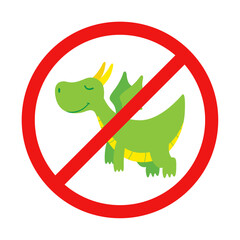 No Dragon Sign on White Background