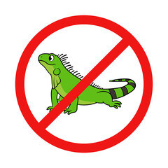 No Iguana Sign on White Background