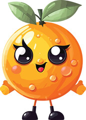 cute chibi lemon orange character, vector art