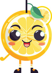 cute chibi lemon smiley character, vector art