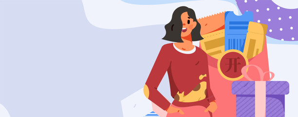 Festive Shopping E-Commerce Online Shopping People Flat Vector Concept Operation Hand Drawn Illustration
