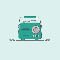 green vintage retro radio flat colored icon 90s 80s memories nostalgia retro tech fm am music