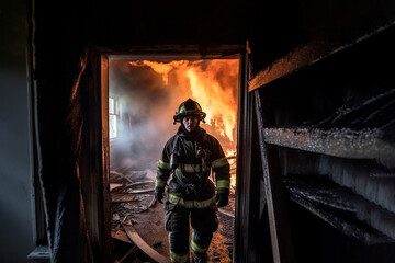 firefighter enters burning house
