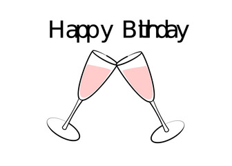 Drawing ,Two glasses of drink ,beverage .Isolate on white background. Happy birthday,Happy new year.