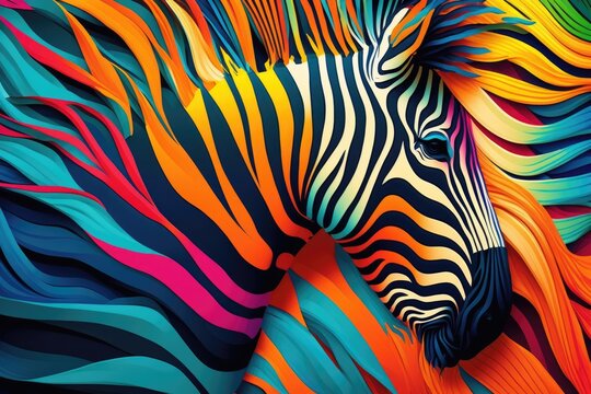 vibrant zebras face in close-up. Generative AI