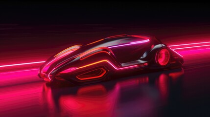 Obraz na płótnie Canvas A Futuristic Racing Car Speeding Down A Neon. Generative AI