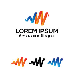 Modern letter W N logo design color full illustration