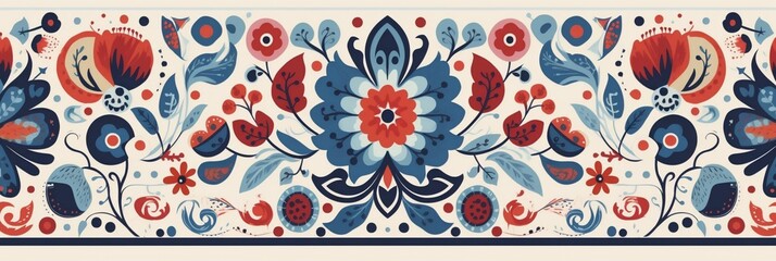 Scandinavian traditional folk art, texture Background design, colorful, floral, Generative AI