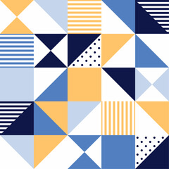 Seamless swiss geometric block pattern, Bauhaus tile background for card packaging desisn, poster, banner, vector illustration.