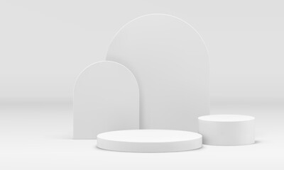 Pedestal white 3d geometric stand minimal award arena for product premium presentation vector