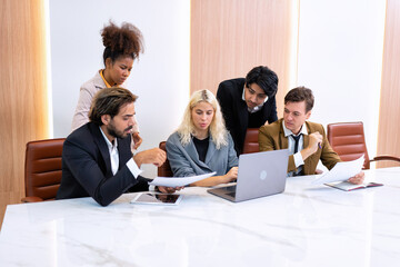 Fototapeta premium Employee on job corporate Business colleagues around the table making strong business team