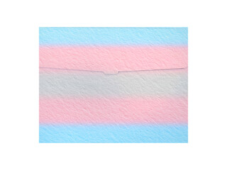 Coming out message in retro style envelope. Transgender flag colors. Pride Month theme. 