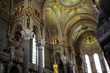 Fototapeta na wymiar the basilica details of notre-dame de fourvière