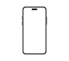 Latest Smartphone Silver Frame White Display Vector Mockup Template