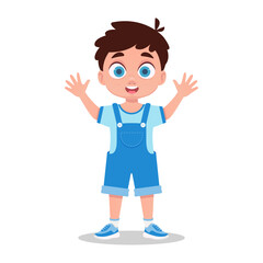 Cute boy stretches out his arms, the child wants to hug