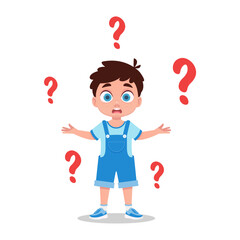 Cute boy asks a question, vector illustration