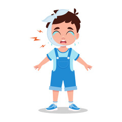 Headache in a child. Vector illustration