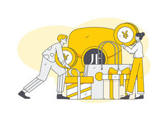 Festive Shopping E-Commerce Online Shopping People Flat Vector Concept Operation Hand Drawn Illustration
