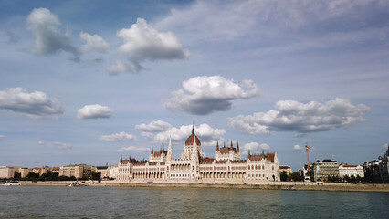 Obraz premium Beautiful view of the Hungarian Parliament in Budapest at the Danube river