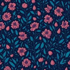 Möbelaufkleber Seamless patterns of flowers and trees illustration © super
