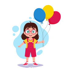 Girl with balloons in her hands