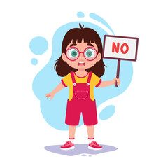 Happy child wears the wrong sign, vector illustration