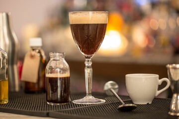 Espresso Martini cocktail at the bar counter