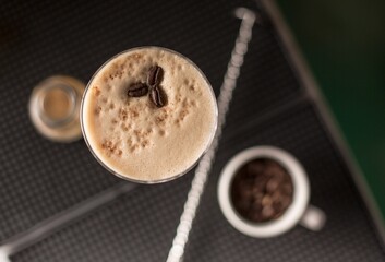 Espresso Martini cocktail garnished with coffee beans