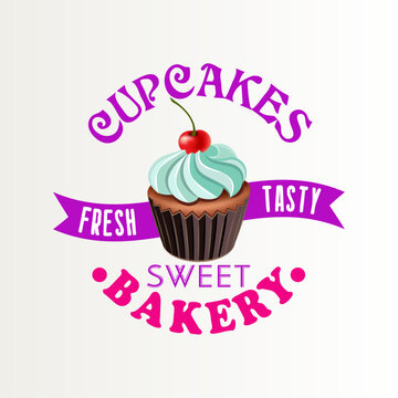 cupcakes bakery vector logo design