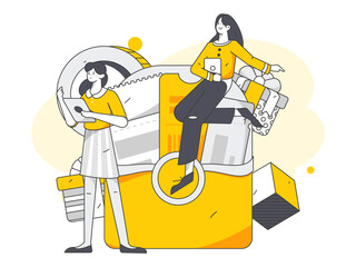 Festive Shopping E-Commerce Online Shopping People Flat Vector Concept Operation Hand Drawn Illustration

