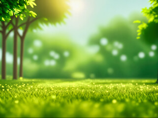 Obraz premium Green blurred background and sunlight