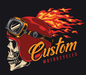 Skull biker colorful detailed poster