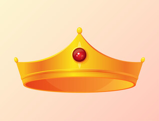 Golden 3d tiara crown with red ruby diamond. Isolated vector illustration. © Li Artis