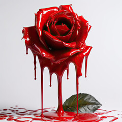 red rose, dripping red