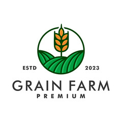 Agriculture Grain Farm Logo Design Vector Illustration