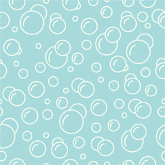 Foam bubbles on a blue background. Seamless pattern of air bubbles in water