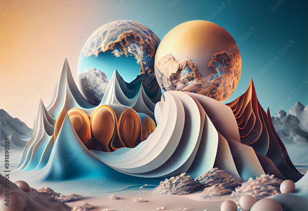 Aufkleber an abstract, surrealist planet earth from space. generative ai technology.