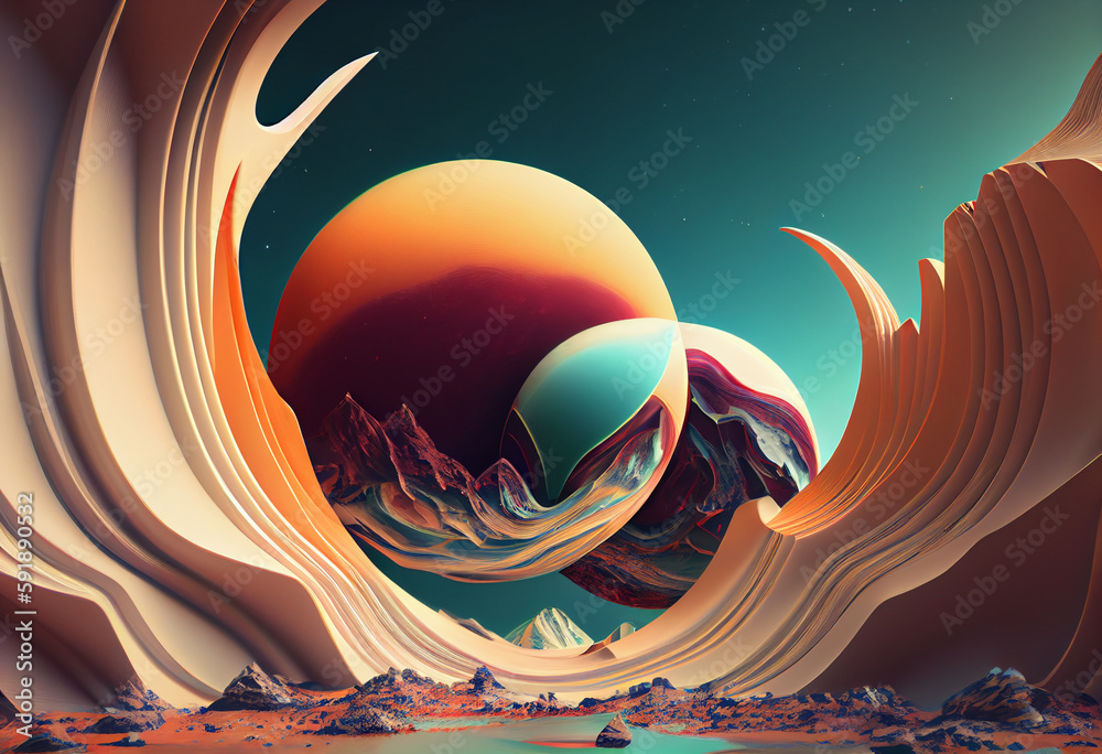 Poster an abstract, surrealist planet earth from space. generative ai technology.