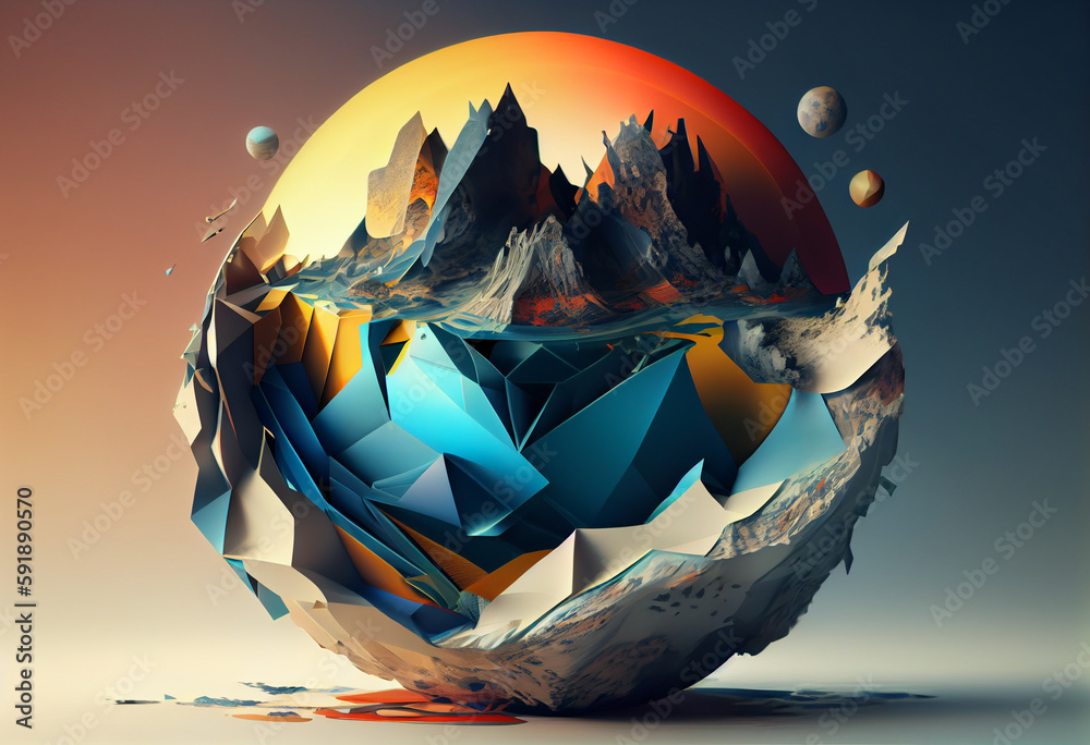 Aufkleber  An abstract, surrealist Planet Earth from space.  Generative AI technology.	

