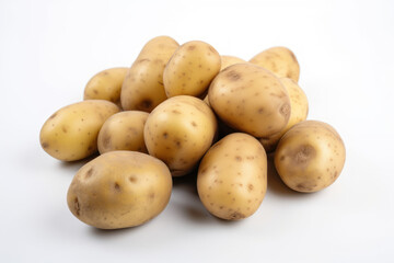 Potato, a lot of potatoes stacked, white background, isolated, cooking ingredients, cutout, product image, generative ai, Fresh tasty vegetables, Fresh ingredients