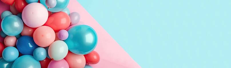 birthday decor with balloons an presents ideal for celebration backgrounds, generative AI