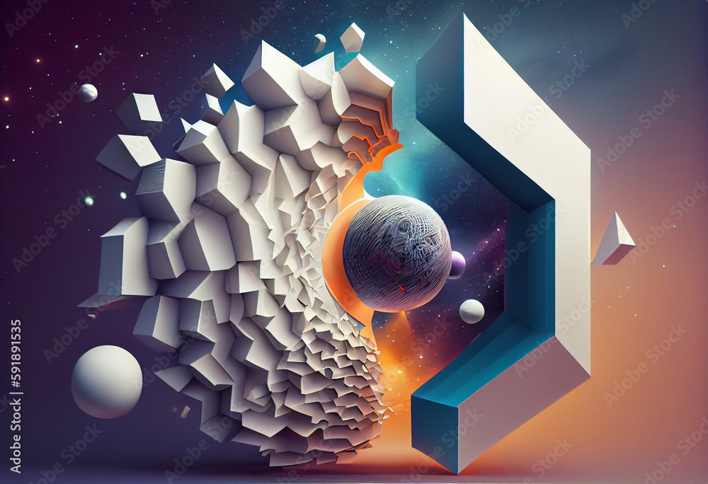 Poster beautiful abstract, surrealist the milky way and its components background. generative ai technology